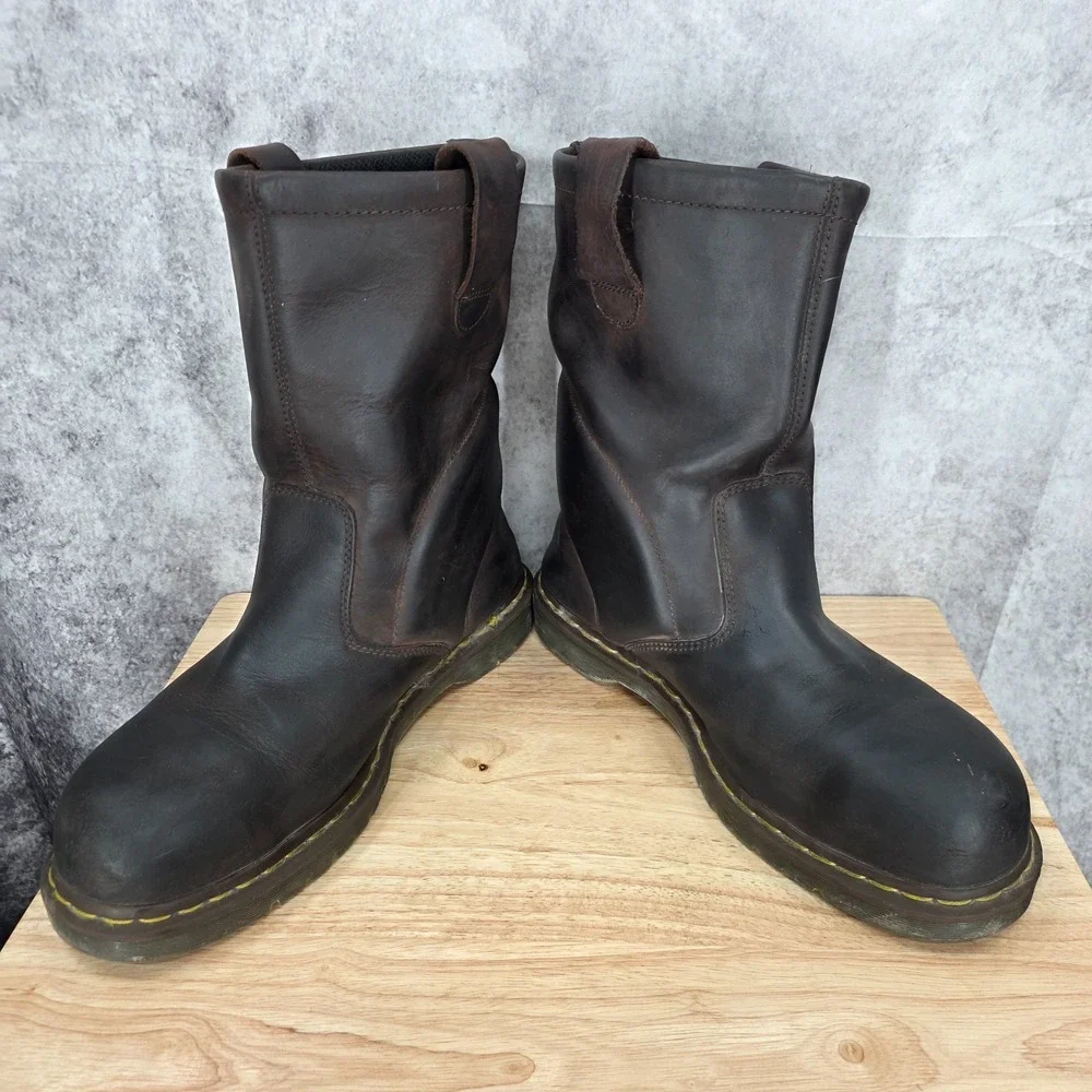 Dr. Martens Work Boots Mens 13 M Brown Leather Steel Toe Safety Icon Industrial
